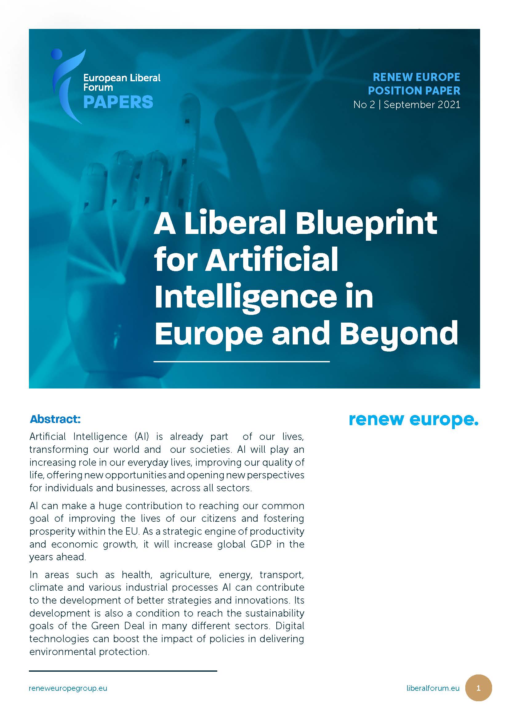 Renew Europe Position Paper 2 A Liberal Blueprint for Artificial