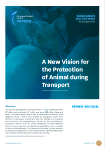 A New Vision for the Protection of Animals during Transport