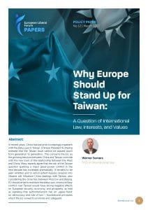 [Policy Paper 12] Why Europe Should Stand Up for Taiwan by Werner Somers, PhD